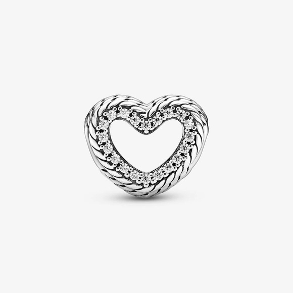 Authentic Pandora Snake Chain Open Heart Charm - Picture 4 of 7